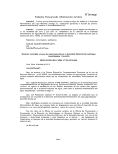 Declaran terminado proceso de implementación de la Autoridad Administrativa del Agua Jequetepeque - Zarumilla