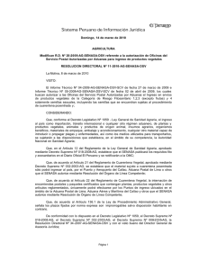 Modifican R.D. N° 20-2009-AG-SENASA-DSV referente a la autorización de Oficinas del Servicio Postal Autorizadas por Aduanas para ingreso de productos vegetales.