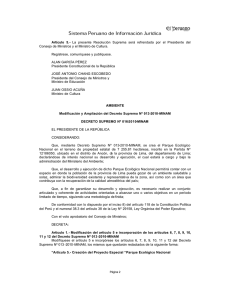 Modificación y Ampliación del Decreto Supremo Nº 013-2010-MINAM