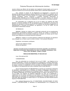 Declaran concluido proceso de transferencia de función especifica a los Gobiernos Regionales de Ayacucho, Huancavelica, Ica, junin, la Libertad, lambayeque, Lima, Pasco, Puno, San Martin, Tumbes y Ucayali.