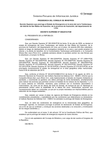 Decreto Supremo que prorroga el Estado de Emergencia en la zona del cerro Tamboraque, del distrito de San Mateo de Huanchor, de la provincia de Huarochirí, del departamento de Lima