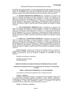 Disposiciones Complementarias para el reconocimiento de las Áreas de conservación Privadas.