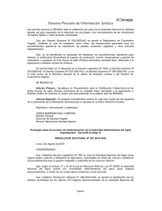 Prorrogan plazo de proceso de implementación de la Autoridad Administrativa del Agua Jequetepeque - Zarumilla (Código V).