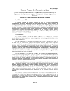 Acuerdan remitir propuestas al Congreso de la República en relación con terrenos en disputa entre dos departamentos del país y el otorgamiento de títulos de posesión o propiedad