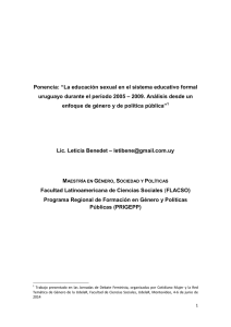La educación sexual en el sistema educativo formal uruguayo durante el período 2005 – 2009. Análisis de una política pública desde el enfoque de género