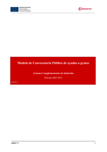 Modelo de Convocatoria Pública de ayudas a pymes  Periodo 2007-2013