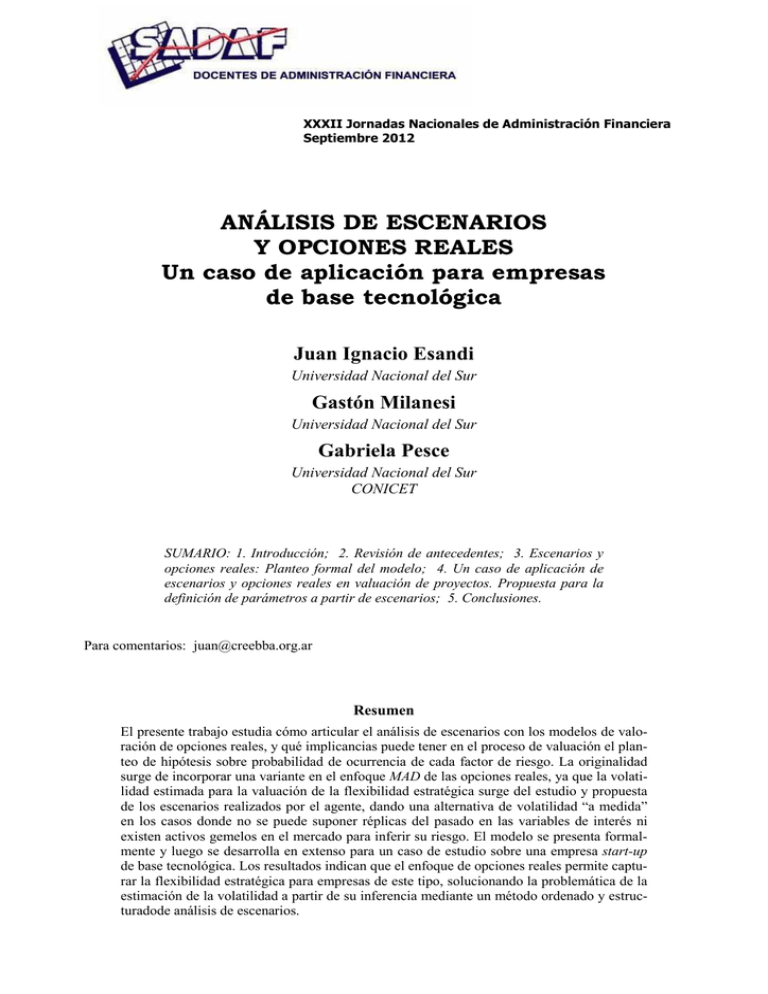 An Lisis De Escenarios Y Opciones Reales: Un Caso De Aplicaci N Para ...