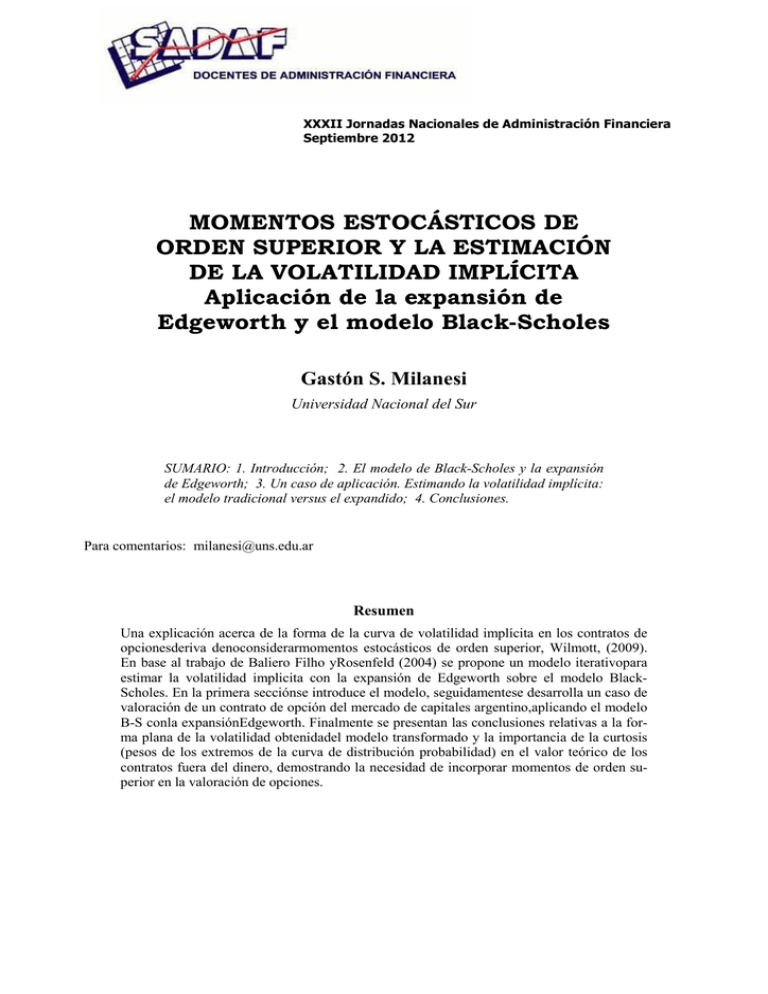 Momentos Estoc Sticos De Orden Superior Y La Estimaci N De La ...