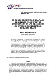 El Comportamiento De La Tasa De Interés Y Los Efectos Que Provoca En Las Decisiones De Inversión Empresarial De Largo Plazo