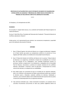 Texto íntegro del acuerdo entre el Tribunal Superior de Justifia de Navarra y el Tribunal laboral de Navarra