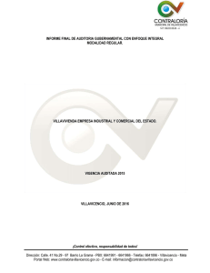 Descargar el archivo para mayor información Auditoría Gubernamental Regular a la Empresa Industrial y Comercial del Estado Villavivienda, Vigencia 2015 Tipo de archivo: pdf Tamaño: 1.1 MB
