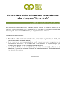 El Centro Mario Molina no ha realizado recomendaciones Hoy no circula”