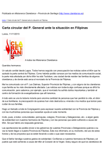 Carta circular del P. General ante la situación en Filipinas