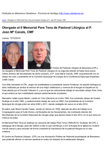Otorgado el II Memorial Pere Tena de Pastoral Litúrgica al... Joan Mª Canals, CMF