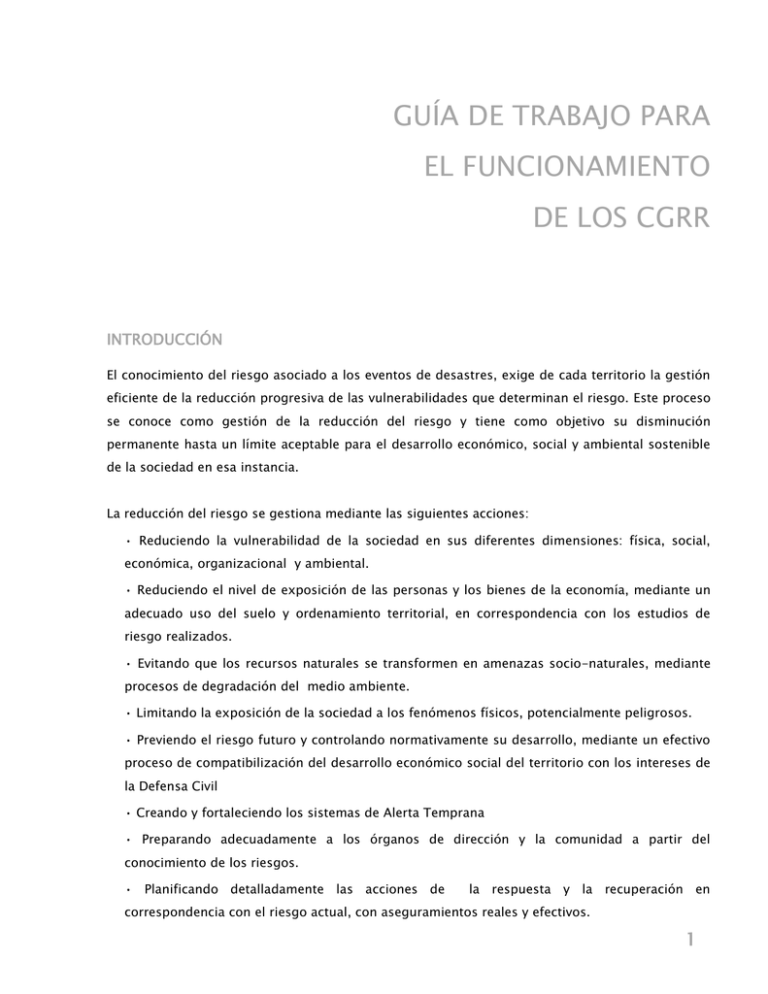 Guía de trabajo para el funcionamiento de los CGRR.
