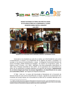 Manejo Sostenible de Tierra una práctica diaria de los agricultores de la comunidad La Gloria, municipio Sierra Cubitas, Camagüey, junio 2014.