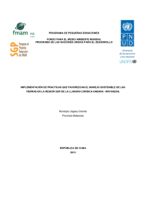 Implementación de prácticas que favorezcan el manejo sostenible de las tierras en la región sur de la llanura cársica Habana - Matanzas