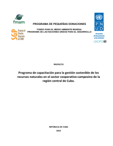 Programa de capacitación para la gestión sostenible de los recursos naturales en el sector cooperativo‐campesino de la región central de Cuba.