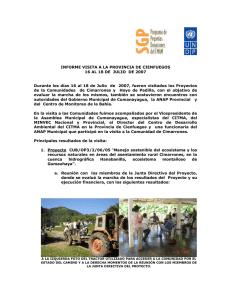 Informe de la visita realizada a la provincia de Cienfuegos (julio 2007).
