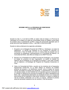 Informe de la visita realizada a la provincia de Cienfuegos (abril 2008).