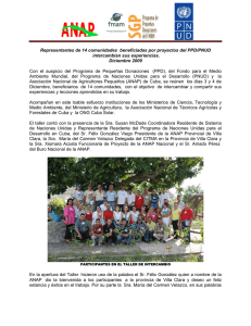 Informe sobre Taller de intercambio de experiencias, PPD-ANAP en provincia de Villa Clara (diciembre 2009).