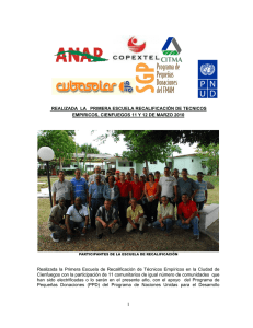 Reporte sobre Primera Escuela de Recalificación de Técnicos Empíricos en la provincia de Cienfuegos (marzo 2010).