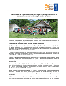 Informe sobre encuentro de presentación del proyecto Disminución de las emisiones de gases de efecto invernadero en la comunidad Pan de Azúcar (junio 2010).
