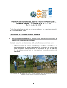 Informe de la visita realizada a la provincia de Villa Clara (abril 2012).