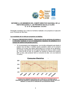 Informe de la visita realizada a la provincia de Villa Clara (septiembre 2012).