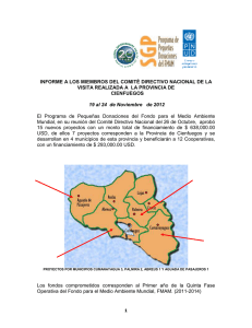 Informe de la visita realizada a la provincia de Cienfuegos (noviembre 2012).