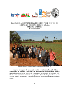 Capacitados agricultores de la CCSF Niceto Pérez en el uso del BIOGRAS-16, municipio Güira de Melena, Artemisa, 28 de noviembre 2014.