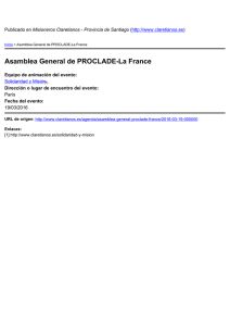 Asamblea General de PROCLADE-La France Misioneros Claretianos - Provincia de Santiago ) París