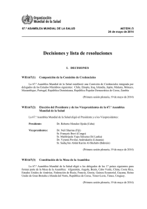 Decisiones y lista de resoluciones I.   DECISIONES WHA67(1)