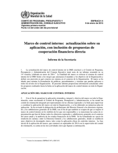 Marco de control interno: actualización sobre su aplicación, con inclusión de propuestas de cooperación financiera directa