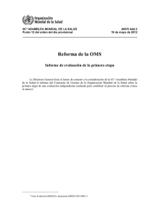 Reforma de la OMS: Informe de evaluación independiente de la primera etapa (A65/5 Add.2)