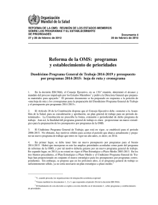 Duodécimo Programa General de Trabajo 2014-2019 y presupuesto por programas 2014-2015: hoja de ruta y cronograma pdf, 86kb