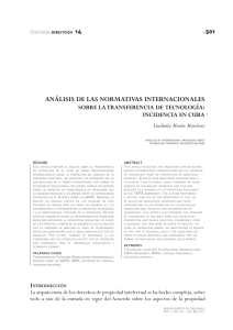 Análisis de las normativas internacionales sobre la transferencia de tecnología: incidencia en cuba