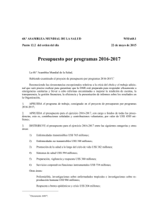 Resolución sobre el presupuesto por programas 2016-2017