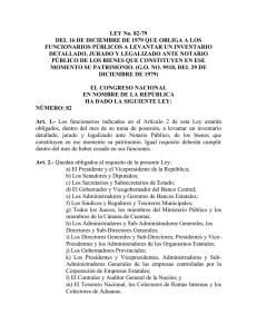 LEY No. 82-79 FUNCIONARIOS PÚBLICOS A LEVANTAR UN INVENTARIO