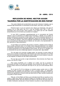 REFLEXIÓN DE MONS. HECTOR AGUER  26 – ABRIL - 2014