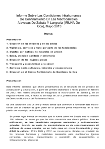 Informe Sobre Las Condiciones Infrahumanas De Confinamiento En Las Macrocárceles Alavesas De Zabaia Y Langraitz Mayo 2013