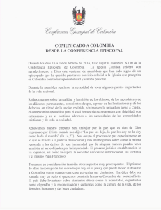 COMUNICADO A COLOMBIA DESDE LA CONFERENCIA EPISCOPAL