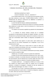 CÁMARA NACIONAL DE APELACIONES DEL TRABAJO - SALA VII Causa N°: 20215/2012