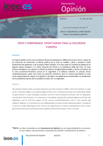 Opinión Documento CRISIS Y GOBERNANZA. OPORTUNIDAD PARA LA SEGURIDAD EUROPEA