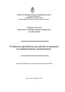  “Problemas significativos que afectan la educación en establecimientos penitenciarios”