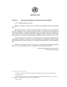 RESOLUCION WHA67.13 Aplicación del Reglamento Sanitario Internacional (2005)