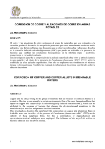 CORROSI N DE COBRE Y ALEACIONES DE COBRE EN AGUAS POTABLES.