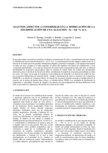 ALGUNOS ASPECTOS A CONSIDERAR EN LA MODELACI N DE LA SOLIDIFICACI N DE UNA ALEACI N Fe 0.8 % wt C.