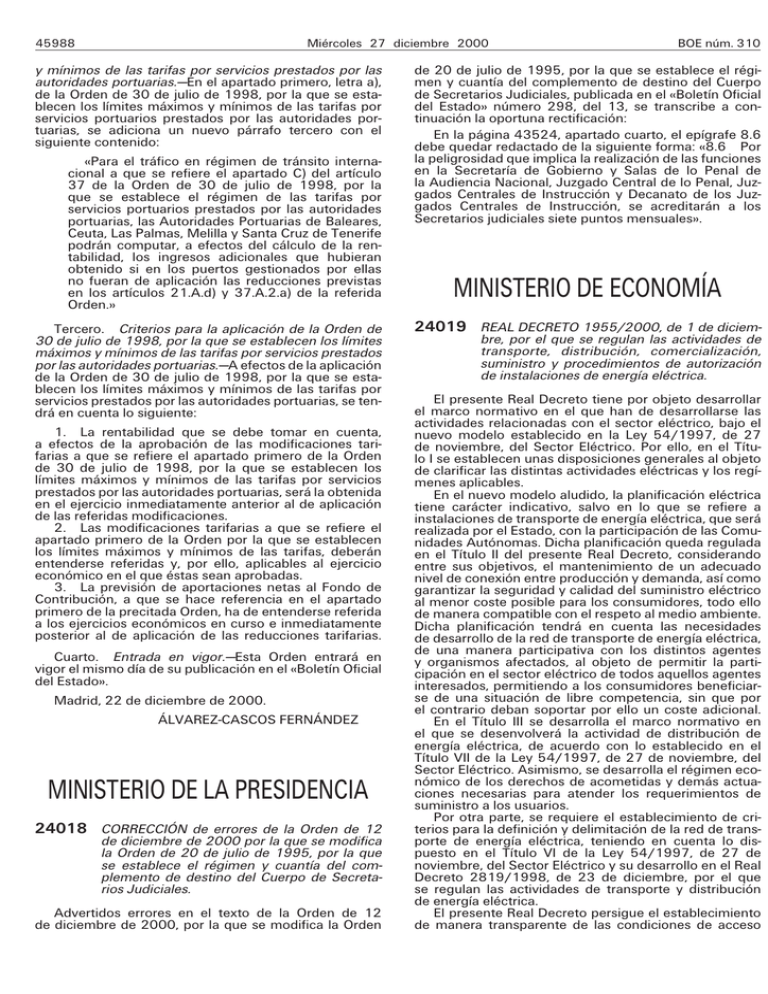 Real Decreto 1955/2000
