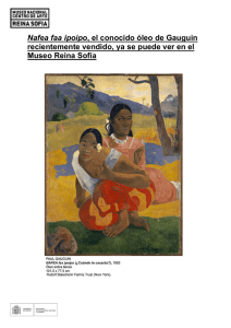 Nota de prensa de la llegada de Nafea faa ipoipo , de Paul Gauguin, al Reina Sofía